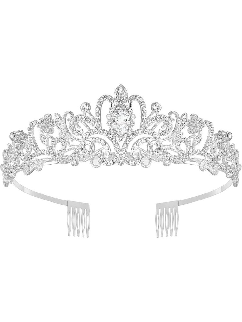 Silver Queen Tiara Crown For Women Bridal Prom Quinceanera Pageant Wedding Party